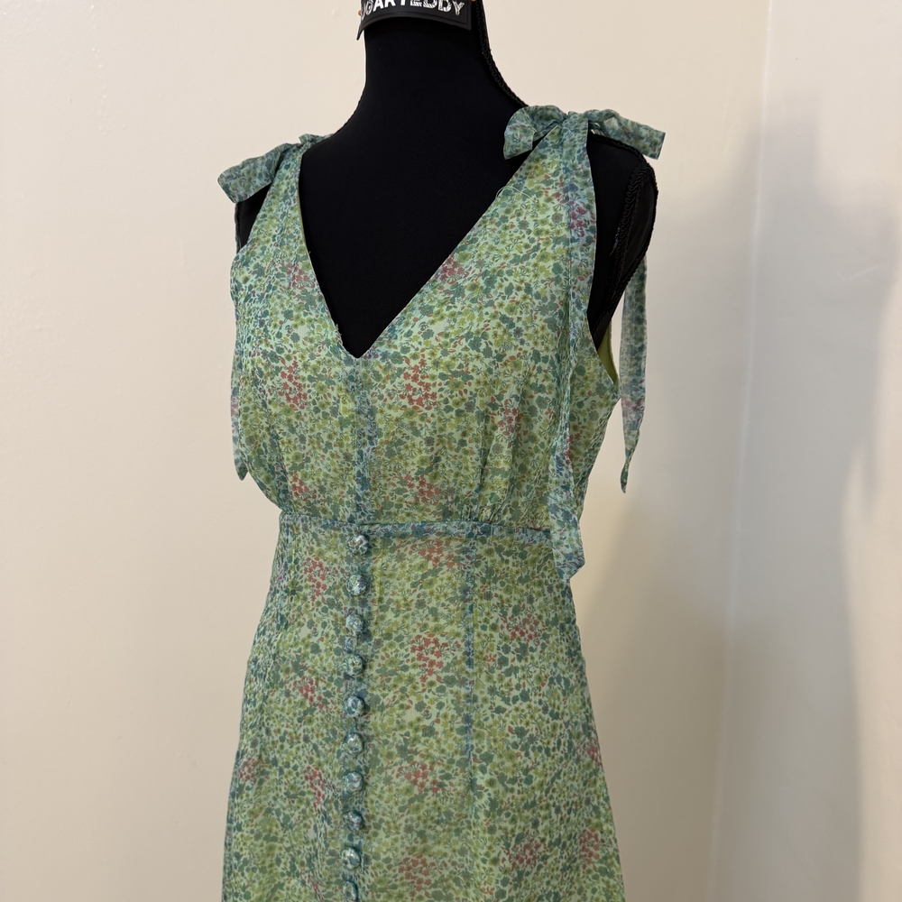Floral Green Sleeveless Maxi Dress - Picture 9 of 12